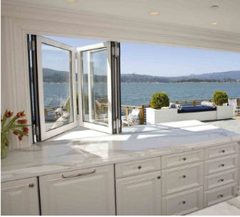 Tempered Glass Aluminum Folding Windows , Horizontal Bifold Windows